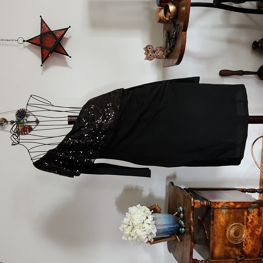 Black blingy sequin collared xlarge dress